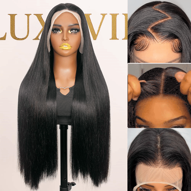 Black Bone Straight Wig Glueless 13*4 Lace Frontal Pre-Cut Lace Wig