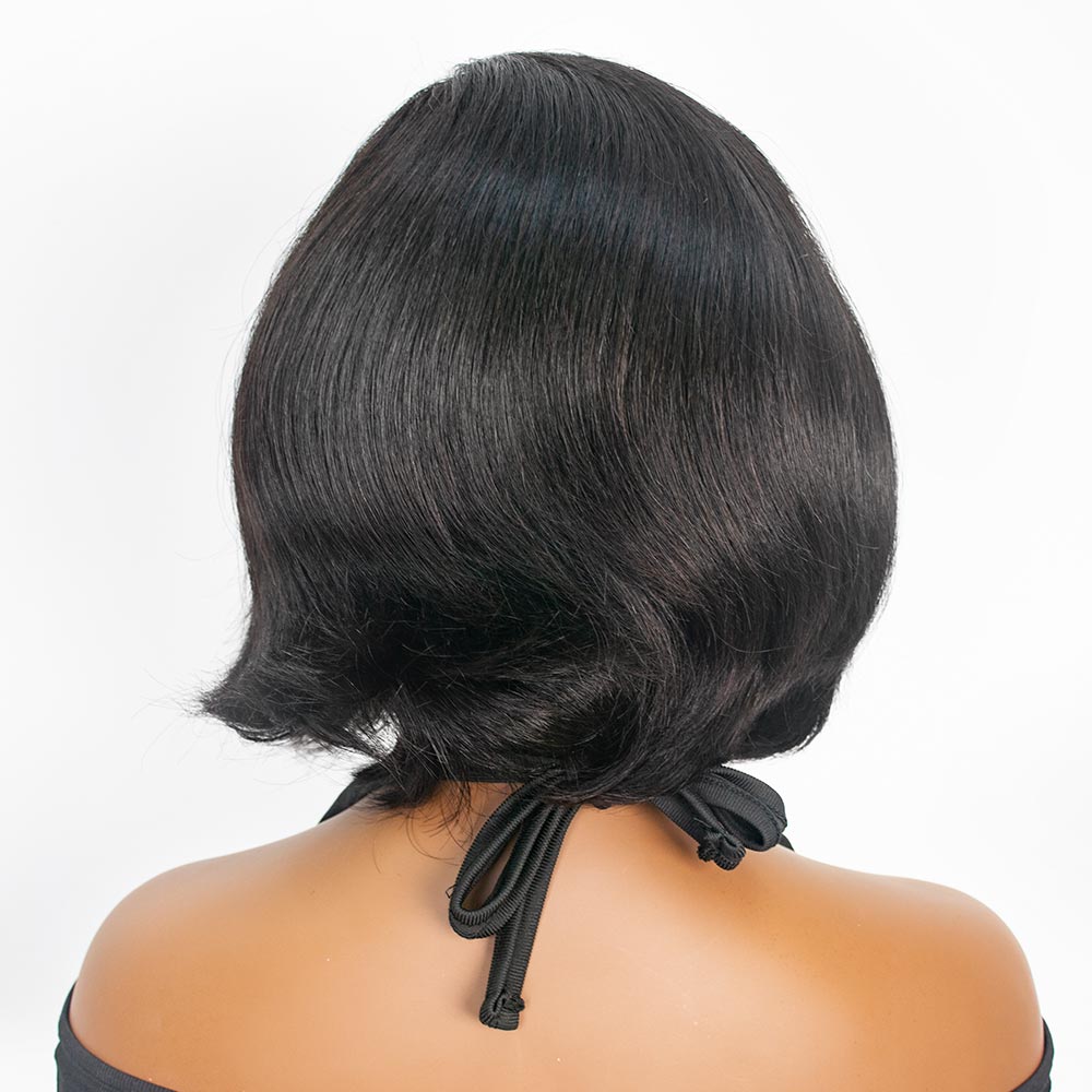 Black/Blonde Highlight Short Layered Bob Wig Glueless 5x5 Closure Pre-Cut Lace Wig