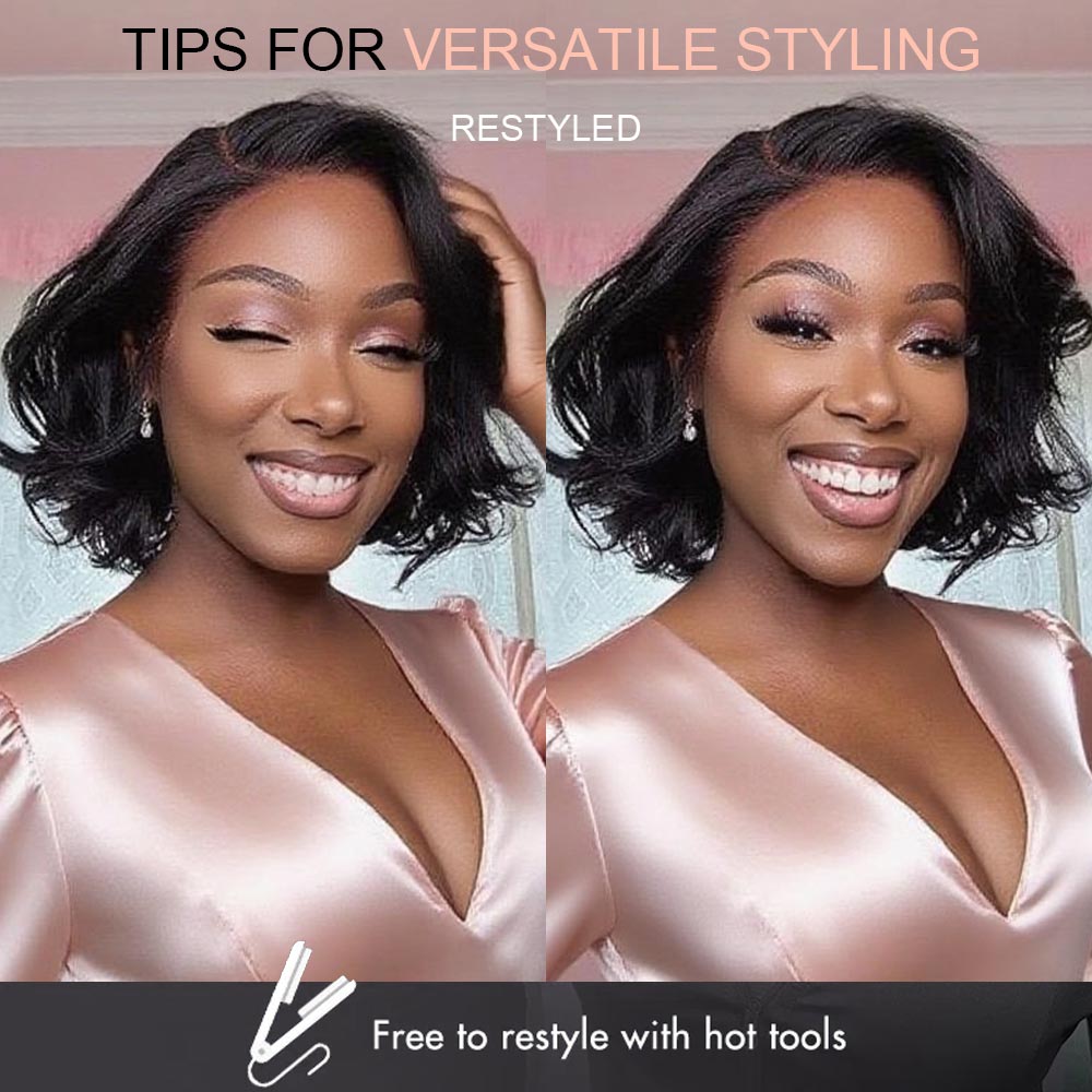 Black/Blonde Highlight Short Layered Bob Wig Glueless 5x5 Closure Pre-Cut Lace Wig