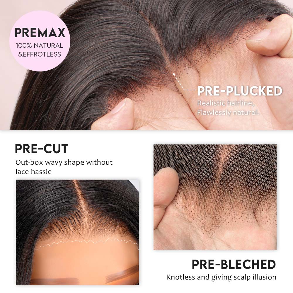 Black Bone Straight Wig Glueless 13*4 Lace Frontal Pre-Cut Lace Wig