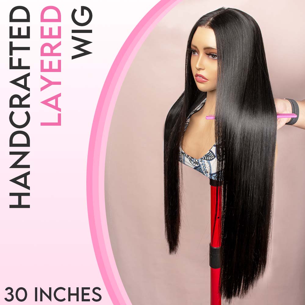 Black Bone Straight Wig Glueless 13*4 Lace Frontal Pre-Cut Lace Wig