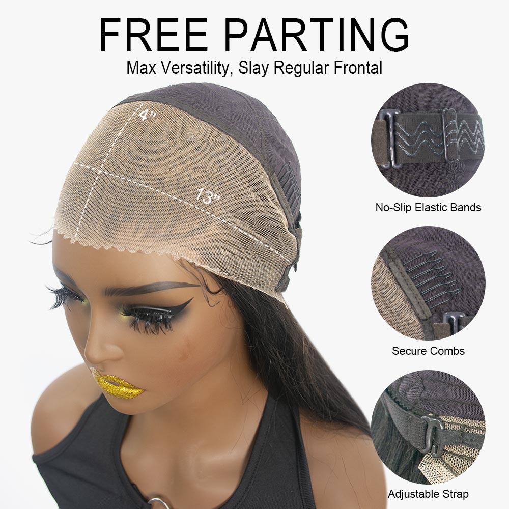 Black Bone Straight Wig Glueless 13*4 Lace Frontal Pre-Cut Lace Wig