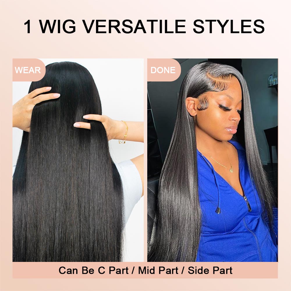Black Bone Straight Wig Glueless 13*4 Lace Frontal Pre-Cut Lace Wig