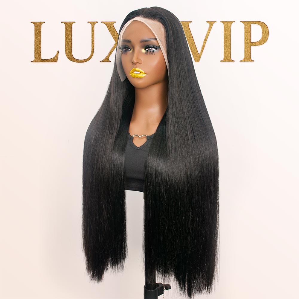 Black Bone Straight Wig Glueless 13*4 Lace Frontal Pre-Cut Lace Wig