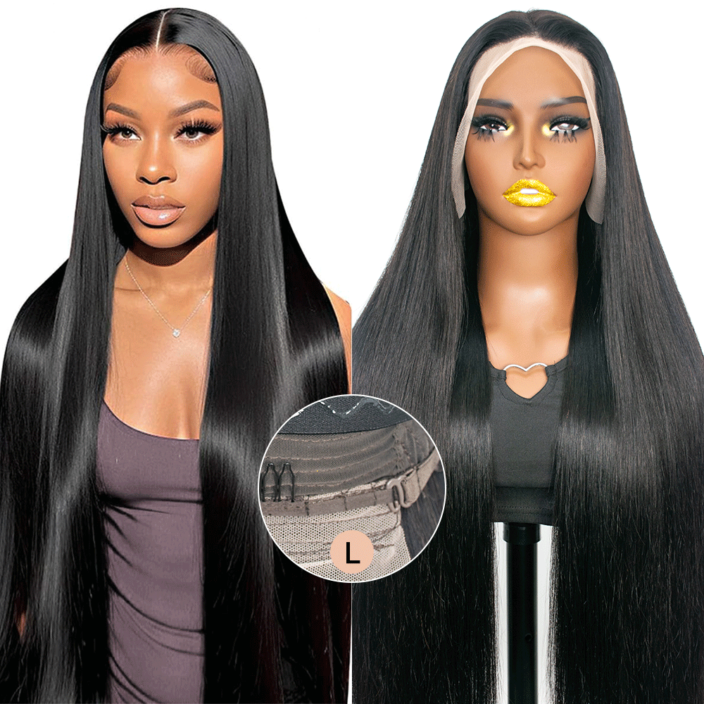 Black Bone Straight Wig Glueless 13*4 Lace Frontal Pre-Cut Lace Wig