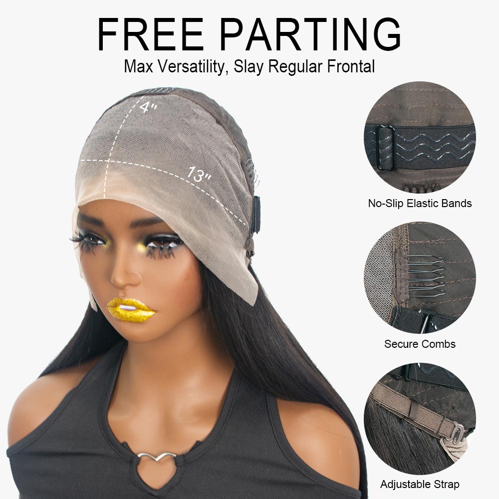 Black Bone Straight Wig Glueless 13*4 Lace Frontal Pre-Cut Lace Wig