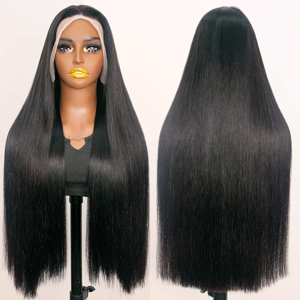 Black Bone Straight Wig Glueless 13*4 Lace Frontal Pre-Cut Lace Wig