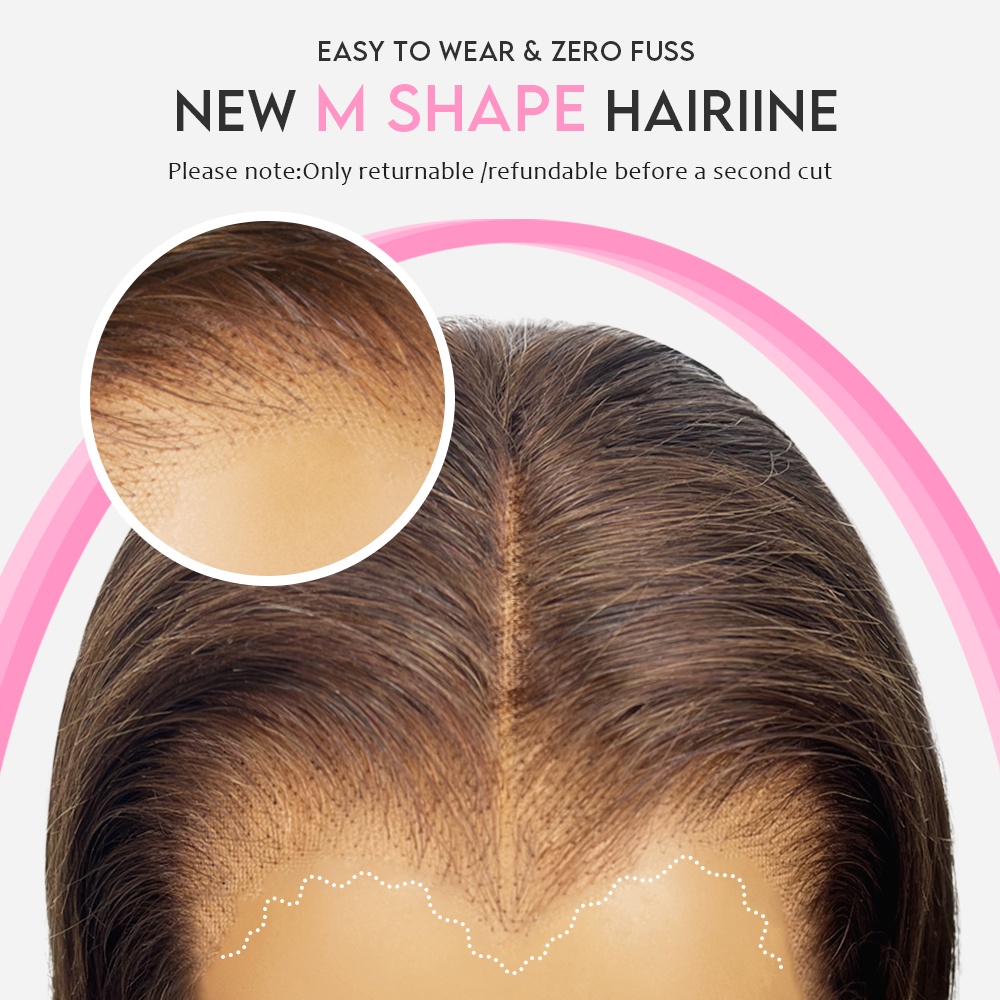 LUXUVIP Chocolate Brown Blunt Cut Bob Wig Features With Pre Plucked M Hairline, Giving Seamless & Natural Look. High Quality Human Hair, 13x4 Lace Can Achieve Versatile Style