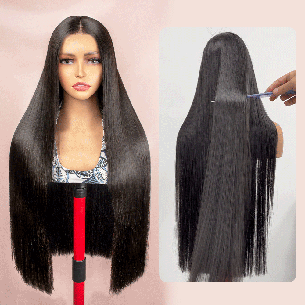 Black Bone Straight Wig Glueless 13*4 Lace Frontal Pre-Cut Lace Wig